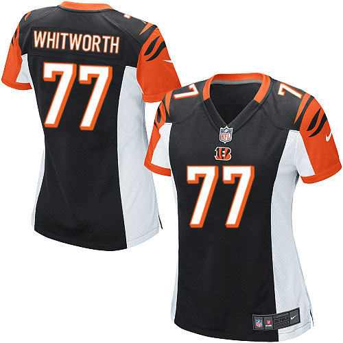 Women's Game Andrew Whitworth Nike Jersey Black Home - #77 NFL Cincinnati Bengals